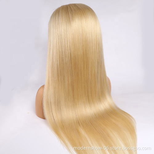 wholesale silky straight wave lace frontal wig virgin Hair Long 613 blonde color lace front wigs